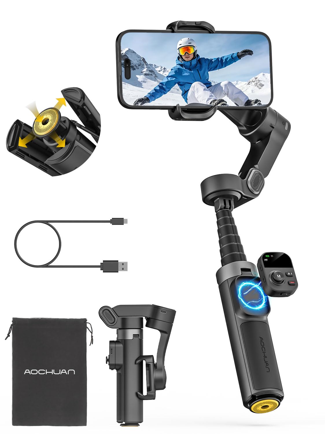 AOCHUAN Smart X3 360° Pan Rotation Gimbal Stabilizer | Phone Accessori - Image 1