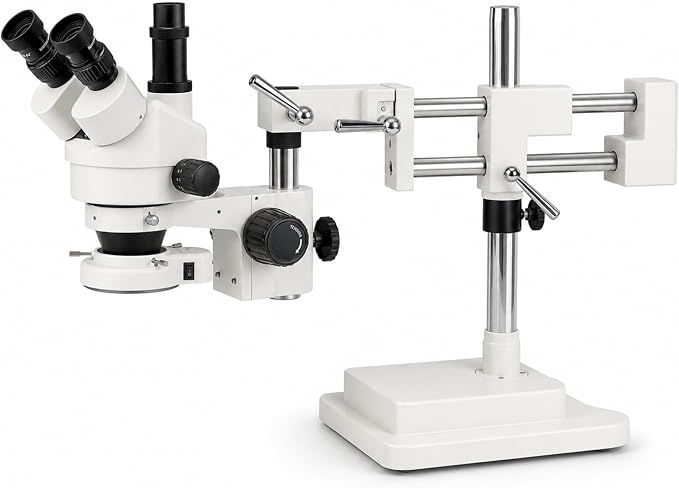 Trinocular Stereo Zoom Microscope 3.5X-90X, Dbl-Arm Boom