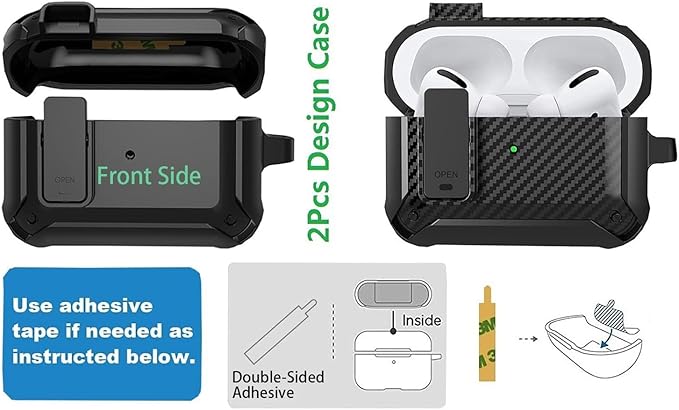 for Airpods Pro 3 Case with Magnetic Automatic Lock, Rugged Apple Airpods Pro 3rd Generation Cover 2025, Armor Shockproof iPod Pro3 Gen Protective Hard Shell Carabiner&Cleaner kit, Army Green