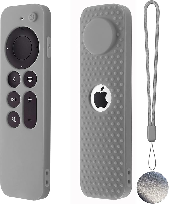 Hi Color Silicone Remote Case for Apple TV 4K 2nd Gen 2021 Siri Remote Anti-Slip Durable Silicone Cover Magnetic Protective Sleeve Shockproof Remote Case (Gray)