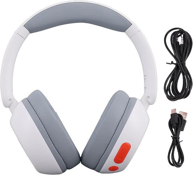 Kids Bluetooth Headphones, Wireless Headset with Volume Limit 85dB, 25H Playtime and LED Lights, Foldable Comfortable Design, Ideal for Children Teens Travel (White)