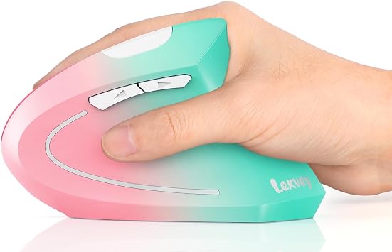 Lekvey Ergonomic Mouse, Rechargeable Wireless Vertical Mouse, Pink Green