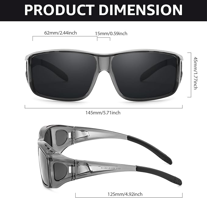FIMILU 2PCS Polarized Sunglasses Fit Over Glasses for Men, Wrap Around Sunglasses for Driving & Outdoor UV400 Protection