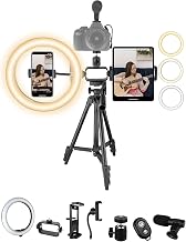 Acuvar Vlogging Kit with Ring Light Tripod – Content Creator Kit for iPhone, Android & Tablets, Microphone, Remote, YouTube & TikTok Starter Kit for Influencers