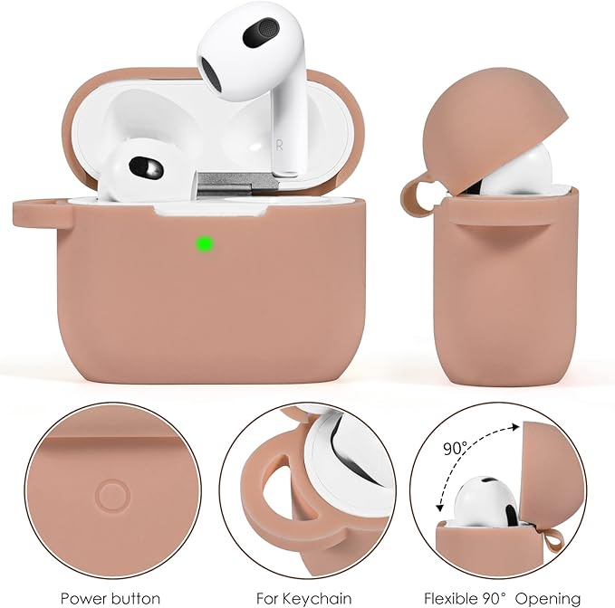 VISOOM Case for Airpods 3 Pink Airpods 3rd Cases 2021 Silicone for iPod 3 Earbuds Case Cover Women Wireless Charging Case with Accessories Girl Bling Keychain for Apple Ear Buds 3rd Generation