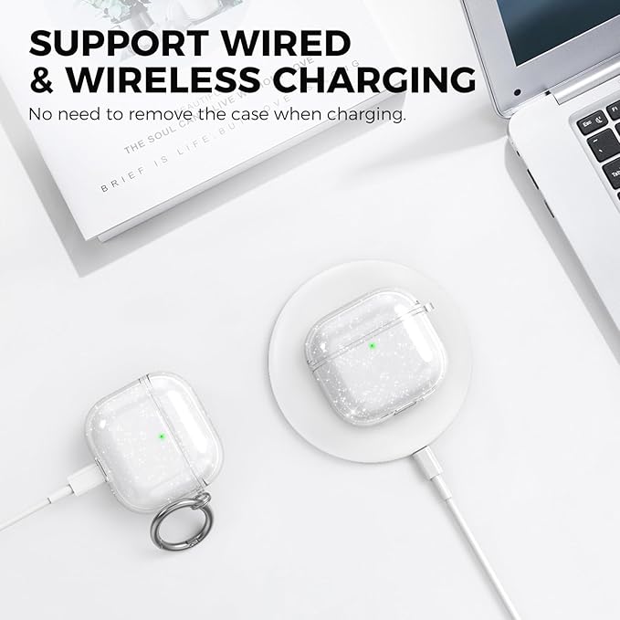AhaStyle Clear Airpods 4 Case Cover with Cleaning Kit [Anti-Yellowing] Soft TPU Protective Covers Skin Designed for Apple AirPods 4th Generation 2024 Support USB-C Charging Case and Wireless Charging