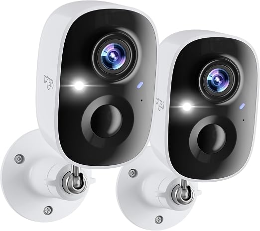 Dzees 2K Wireless Outdoor Security Camera 2-Pack, Battery WiFi Night Vision