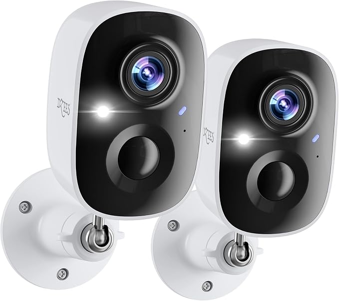 Dzees 2K Wireless Outdoor Security Camera 2-Pack, Battery WiFi Night Vision
