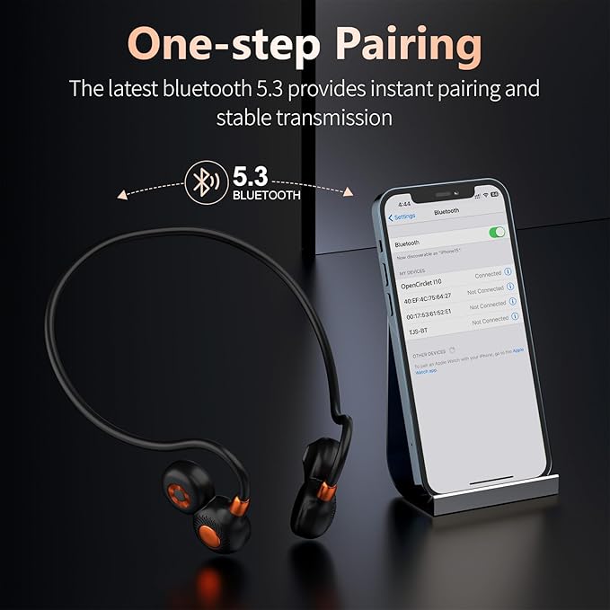 Ortizan Open Ear Headphones, Bluetooth 5.3 Wireless Air Conduction Headphones Sport Earbuds, Premium Sound, IPX6 Waterproof, Clear Call, 19g Lightweight Earphones for Running Cycling Workouts (Black)