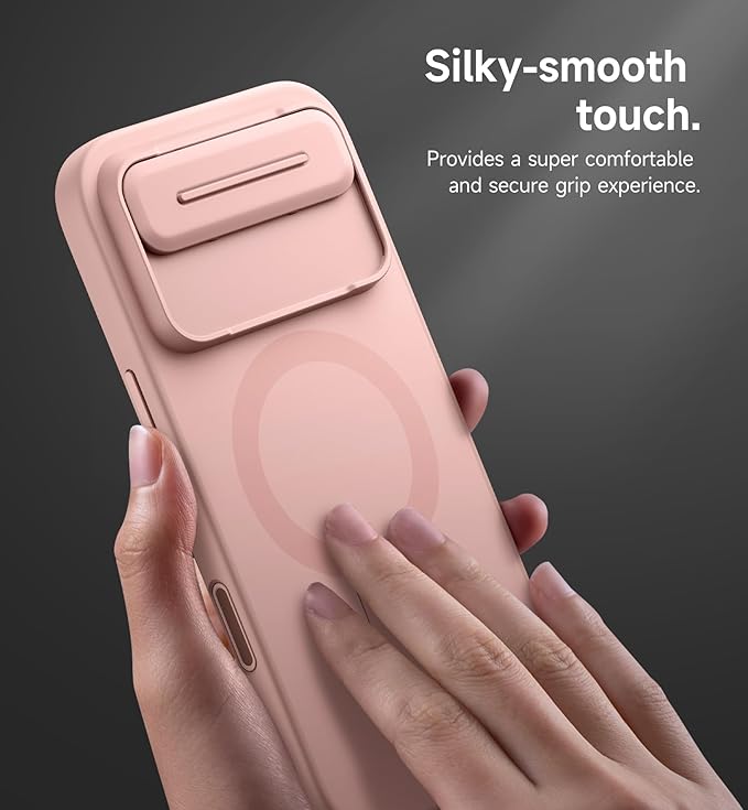 SURITCH for iPhone Air Case with Camera Control Cover, Camera Slide Cover and Adjustable Kickstand, Compatible with MagSafe, Shockproof Bumper Protective Cases for iPhone 17 Air 6.5 Inch, Pink