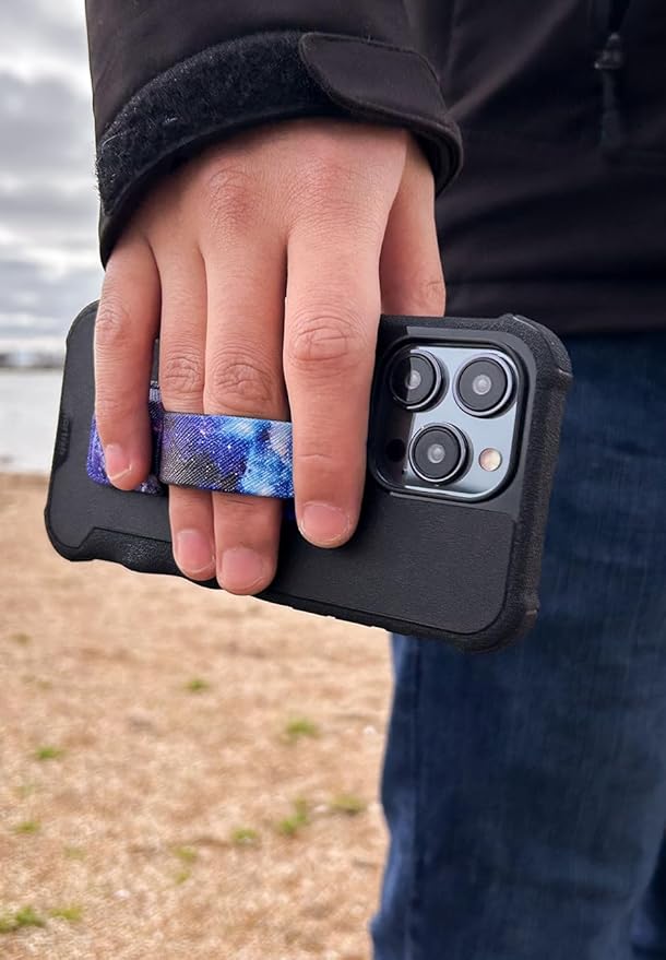 Smartish Phone Grip Loop - Prop Tart - Pop Out Finger Strap and Holder with Kick Stand [Compatible with All iPhone and Android Phones] - Spaced Out