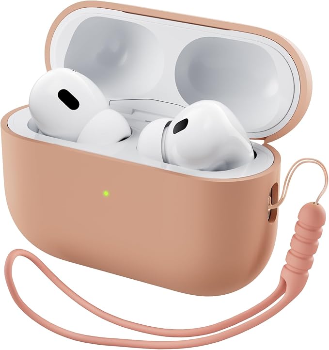 ORNARTO Compatible with AirPods Pro 2 Case 2022, Full Protective Hybrid Silicone for AirPods Pro 2nd Generation Case, Front LED Visible Skin Cover-Dark Salmon