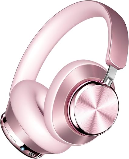 Wentronic Y03 Bluetooth Headphones Wireless Active Noise Cancelling Over Ear Headphones 48 Hours Playtime High Sound Quality 6 EQ Music Mode Headphones with Soft Ear Cushion - Pink