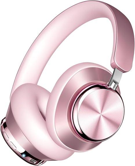 Wentronic Y03 Bluetooth Headphones Wireless Active Noise Cancelling Over Ear Headphones 48 Hours Playtime High Sound Quality 6 EQ Music Mode Headphones with Soft Ear Cushion - Pink