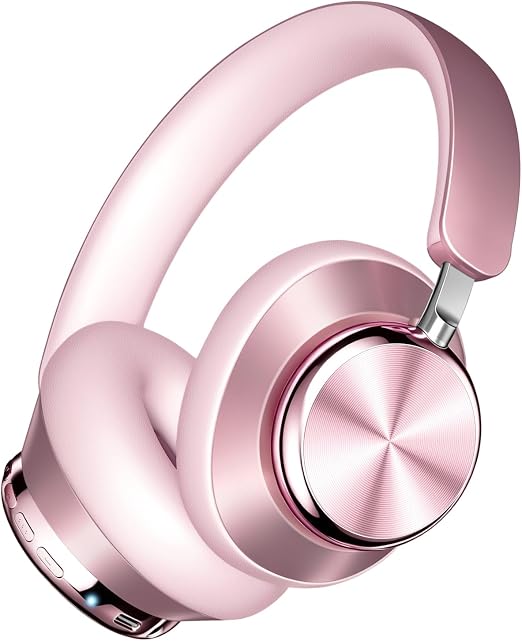 Wentronic Y03 Bluetooth Headphones Wireless Active Noise Cancelling Over Ear Headphones 48 Hours Playtime High Sound Quality 6 EQ Music Mode Headphones with Soft Ear Cushion - Pink
