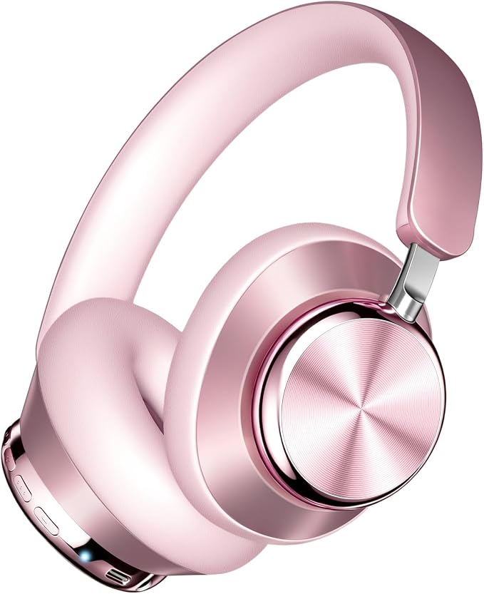 Wentronic Y03 Bluetooth Headphones Wireless Active Noise Cancelling Over Ear Headphones 48 Hours Playtime High Sound Quality 6 EQ Music Mode Headphones with Soft Ear Cushion - Pink