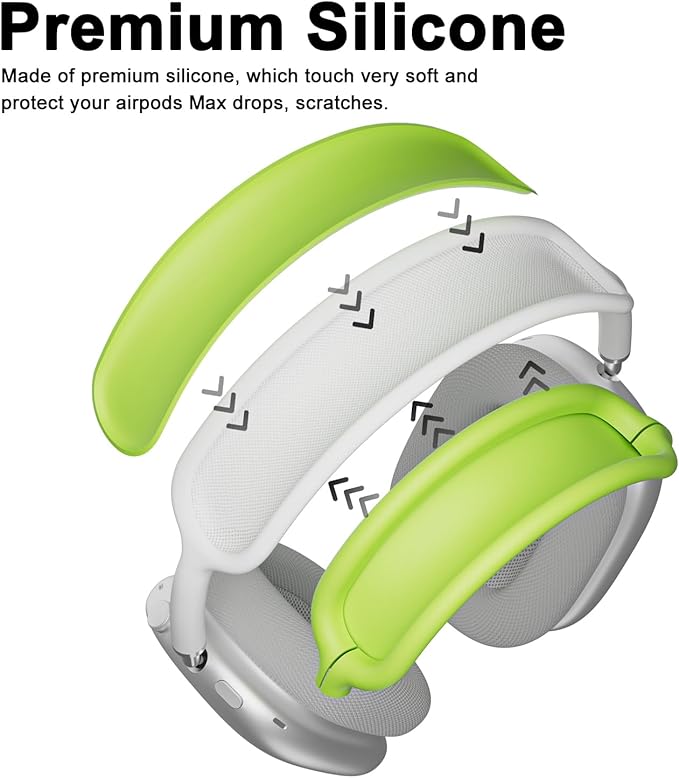 ATUAT for AirPods Max Headphones Case, Protective Silicone Case Cover Skin Accessories Anti-Scratch for Women Men for Apple AirPods Max 2024/2020 (USB-C/Lightning), Light Green