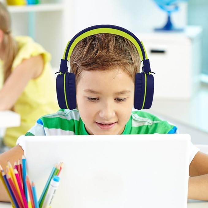 ELECDER i37 Kids Headphones Children Girls Boys Teens Foldable Adjustable On Ear Headphones 3.5mm Jack Compatible Cellphones Computer MP3/4 Kindle School Tablet Navy