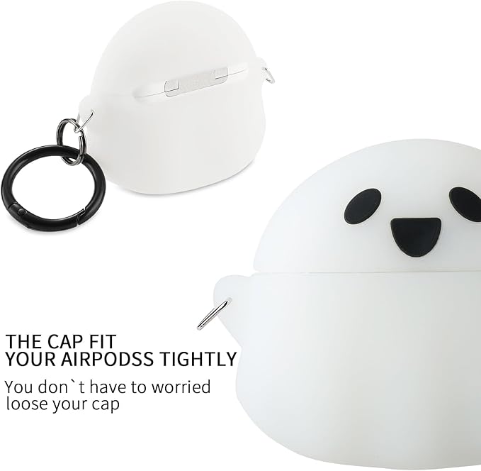 Maxjoy for Airpods 3rd Generation Case, Cute Luminous Ghost Case for AirPods 3, Unique Design Funny Kawaii 3D Cartoon Characters Silicone AirPods 3 Case with Cleaner kit, White Ghost