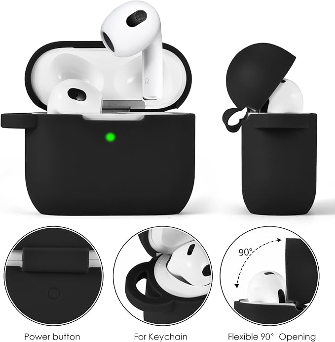 VISOOM Case for Airpods 3 Pink Airpods 3rd Cases 2021 Silicone for iPod 3 Earbuds Case Cover Women Wireless Charging Case with Accessories Girl Bling Keychain for Apple Ear Buds 3rd Generation
