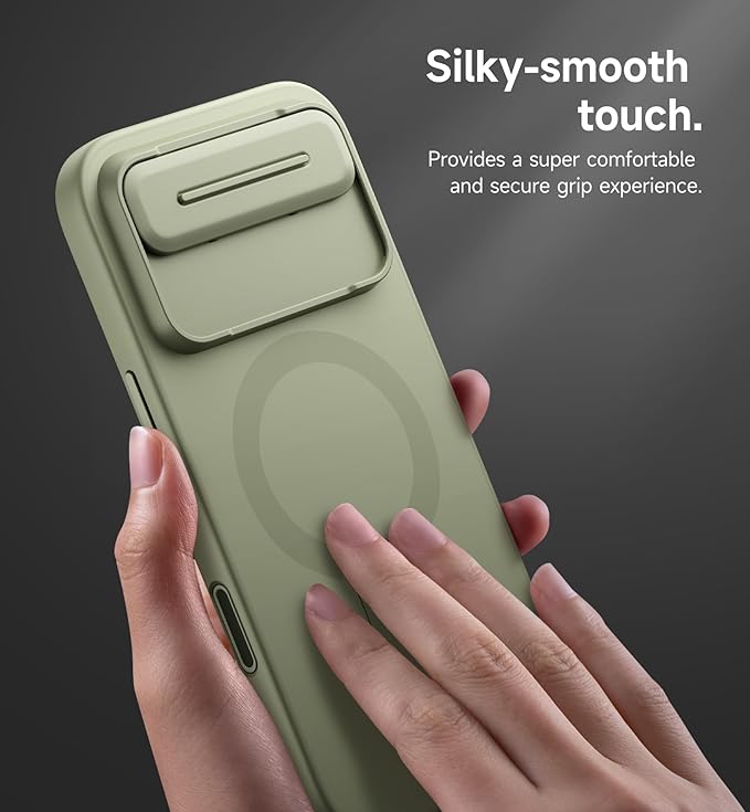 SURITCH for iPhone Air Case with Camera Control Cover, Camera Slide Cover and Adjustable Kickstand, Compatible with MagSafe, Shockproof Bumper Protective Cases for iPhone 17 Air 6.5 Inch, Green
