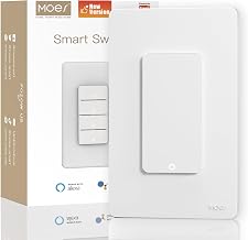 MOES WiFi Smart Light Switch 1 Gang, Neutral Required, White - Image 1