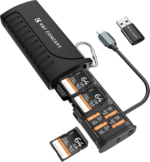 K&F CONCEPT 2-in-1 SD Card Reader Adapter, UHS-II/SD 4.0/Micro SD/USB 3.1