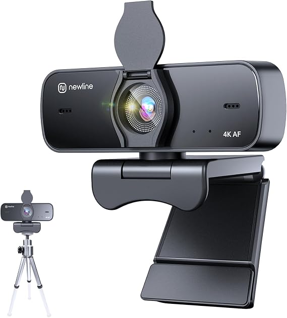 4K Webcam for PC with Fast Autofocus and Sony Sensor, Dual Noise-Reduction Microphones, Auto Light Correction, 4K 30FPS UHD, 77° FOV USB Webcam with Tripod for Zoom, Teams, Mac and Streaming