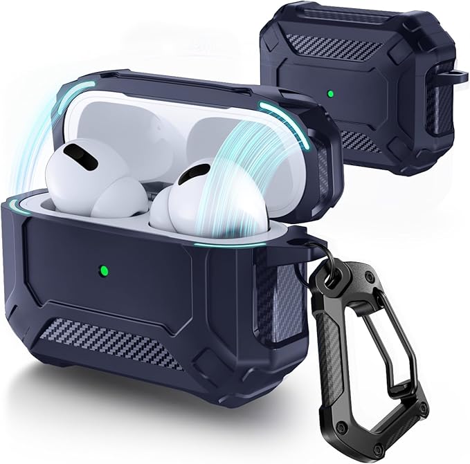 Lerobo for AirPods Pro 2 Case with Cleaner Kit,Compatible with Apple AirPods Pro 2nd/1st Generation Case, Hard Protective Cover with Powerful Drop Protection, Magnetic Lid,Navy Blue