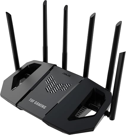 ASUS TUF Gaming BE6500 WiFi 7 Router - Dual-Band, Up to 6.5 Gbps Wireless, Game Accelerator, Multi-Link Operation (MLO), (x4) 2.5GbE Ports, Mesh + VPN Compatible, & Subscription-Free Network Security