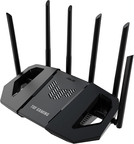 ASUS TUF Gaming BE6500 WiFi 7 Router - Dual-Band, Up to 6.5 Gbps Wireless, Game Accelerator, Multi-Link Operation (MLO), (x4) 2.5GbE Ports, Mesh + VPN Compatible, & Subscription-Free Network Security
