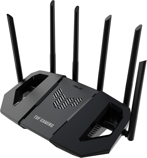 ASUS TUF Gaming BE6500 WiFi 7 Router - Dual-Band, Up to 6.5 Gbps Wireless, Game Accelerator, Multi-Link Operation (MLO), (x4) 2.5GbE Ports, Mesh + VPN Compatible, & Subscription-Free Network Security