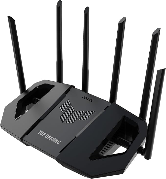 ASUS TUF Gaming BE6500 WiFi 7 Router - Dual-Band, Up to 6.5 Gbps Wireless, Game Accelerator, Multi-Link Operation (MLO), (x4) 2.5GbE Ports, Mesh + VPN Compatible, & Subscription-Free Network Security