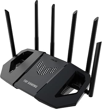 ASUS TUF Gaming BE6500 WiFi 7 Router - Dual-Band, Up to 6.5 Gbps Wireless, Game Accelerator, Multi-Link Operation (MLO), (x4) 2.5GbE Ports, Mesh + VPN Compatible, & Subscription-Free Network Security