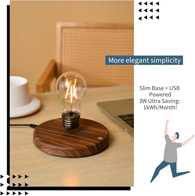 MOOCCI Magnetic Levitation Bulb 360° Rotating Ambient Light, Ideal for Home Decor, Perfect as a Gift for Valentine's Day, Halloween, Christmas, or Anniversary Celebrations