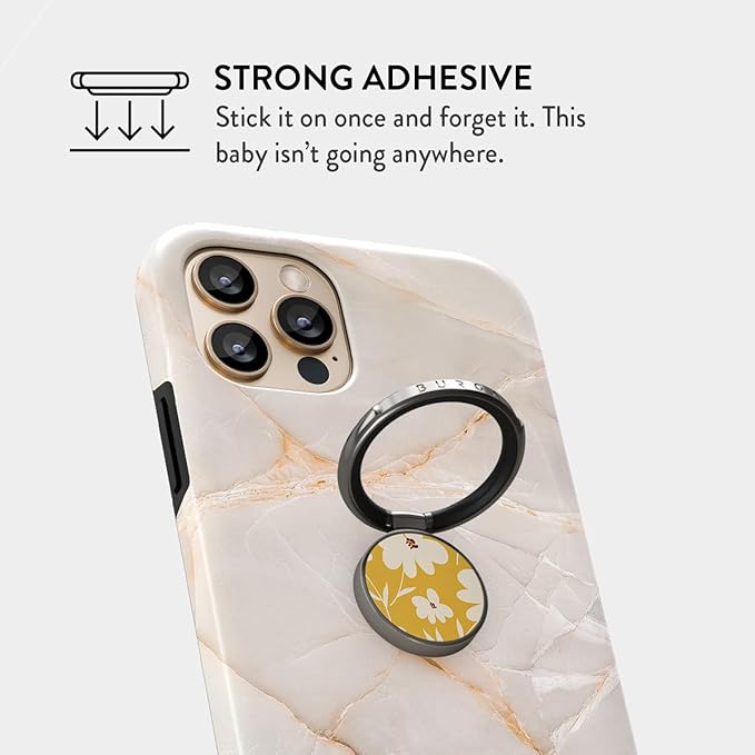 BURGA Cell Phone Ring, Holder Grip and Stand - Finger Phone Grip for Back of Smartphone Case, Kickstand 360 Rotation, Universal Ring for iPhone Samsung Galaxy Huawei Google Pixel, Stylish Accessories
