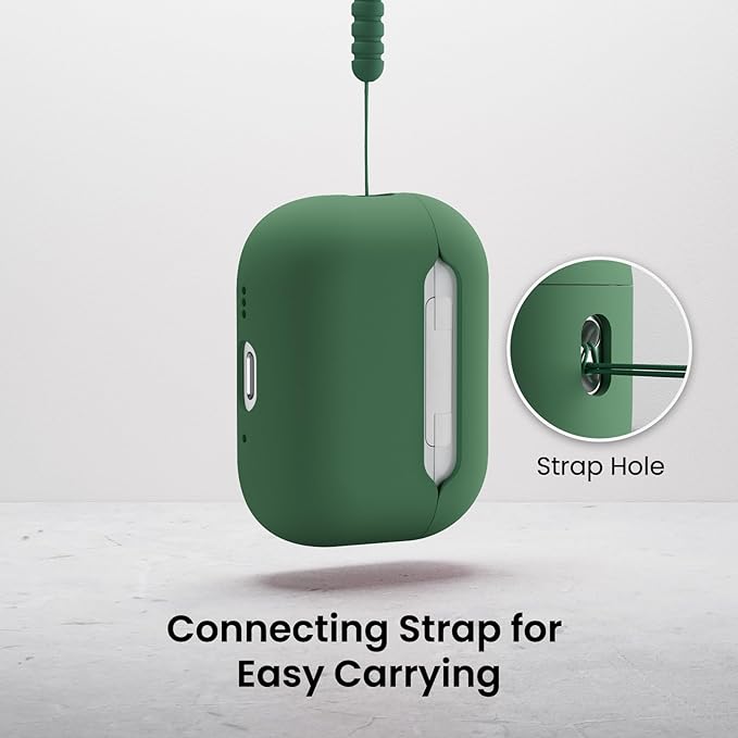 ORNARTO Compatible with AirPods Pro 3 Case 2025, Full Protective Hybrid Silicone for AirPods Pro 3rd Generation Case, Front LED Visible Skin Cover-Clover Green