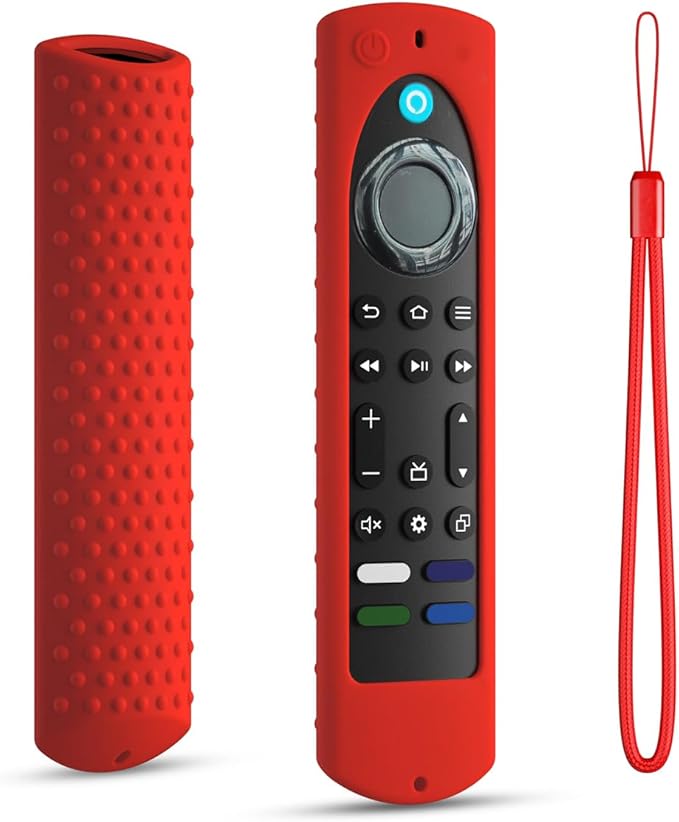 6.4 Inch Silicone Cover Compatible with Fire TV Stick 4K Max 2nd gen 2023 Remote Control,Silicone Case for Toshiba/Insignia Smart TV Remote,Anti-Slip Sleeve Cover with Lanyard (Red+Mint)