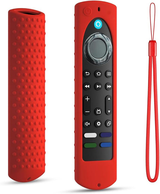6.4 Inch Silicone Cover Compatible with Fire TV Stick 4K Max 2nd gen 2023 Remote Control,Silicone Case for Toshiba/Insignia Smart TV Remote,Anti-Slip Sleeve Cover with Lanyard(Red)