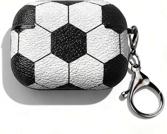 for Leather AirPods Pro 3 Case 2025 (A2700/A2931) - Sport Ball Shape, with Lock, Skin Accessory - Charging Case Cover for Men Women, Soccer