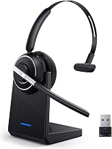 Bluetooth Headset, Wireless Headset with Microphone for PC, V5.2 Computer Headset with Noise Cancelling Mic, USB Dongle, Charging Base & Mute Button for Work, Cell Phones, Computer (Black) - Image 1