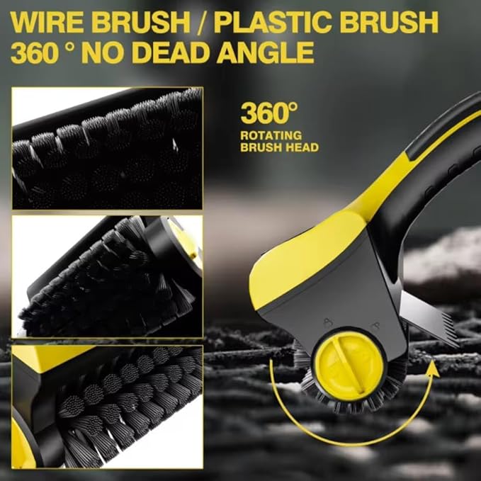 Electric BBQ Brush Grill Cleaner Rechargeable with Replaceable Stainless Steel and PP Brush Head - Cordless Power Roller Blasts Rotating Cleaning Brush for Outdoor BBQ, Kitchen, Bathroom (1PC)