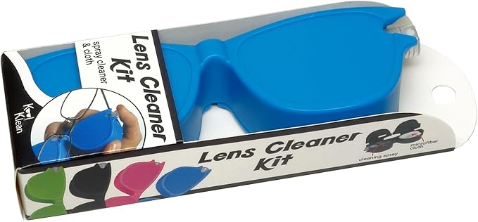 Calabria Kool Klean 4 Pack Eyeglasses Lens Cleaner Kit Blue/Black 15ml Cleaning Spray, White Cleaning Cloth Eyewear Cleaning