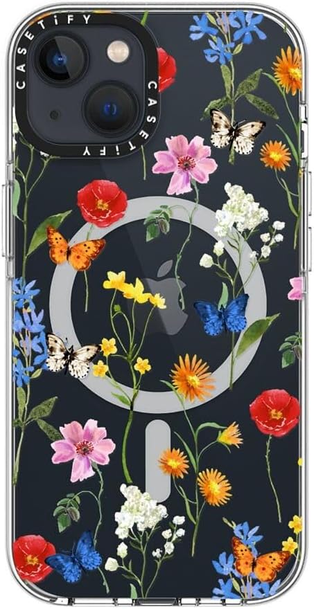 CASETiFY Clear iPhone 13 Case [Not Yellowing / 6.6 ft. 3X Military Grade Drop Protection/Compatible with Magsafe] - Millennial- Ditsy Floral - Clear