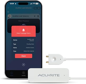 AcuRite Hydro Sense – Smart Water Leak Detector with 3-Foot Probe, Mobile Alerts, 2.4GHz WiFi Water Sensor with Alarm, Smart Life Compatible