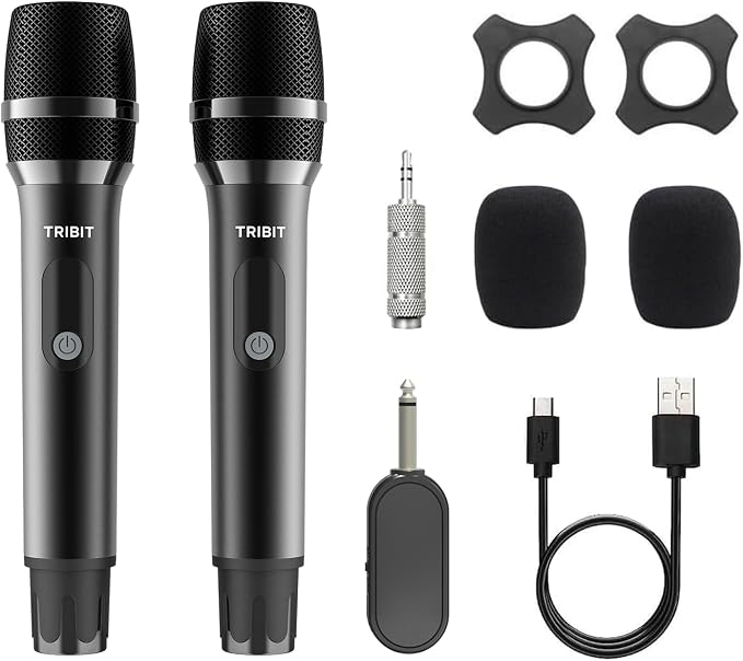 Tribit Wireless Microphone, Dual Handheld Cordless Dynamic Mic System
