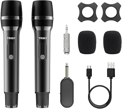 Tribit Wireless Microphone, Dual Handheld Cordless Dynamic Mic System