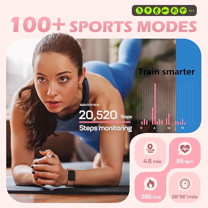 MorePro Smart Fitness Tracker – 24/7 Heart Rate & Blood Oxygen Tracking, Sleep & Activity Monitor, 120+ Sport Modes, IP68 Waterproof Smart Watch for Android iOS Women Men