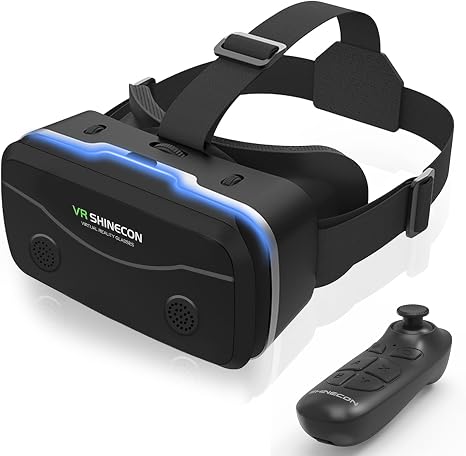 3D VR Headset for 4.7-7" Smartphones, Bluetooth Gamepad Included, Aspheric HD Lenses with Adjustable Myopia & IPD, Anti-Fog Ventilation for Long Gaming Sessions