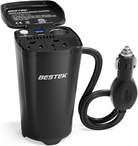 BESTEK 200W Power Inverter 12V DC to 110V AC Car Plug Adapter Converter